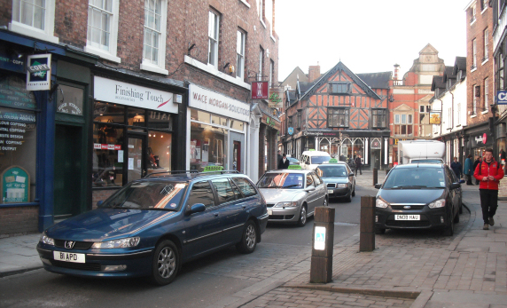 The taxis rolling roadblock travels through Shrewsbury The taxis rolling roadblock travels through Shrewsbury