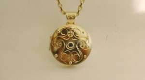 The unusual sapphire locket style necklace worth around £2,000. The unusual sapphire locket style necklace worth around £2,000.