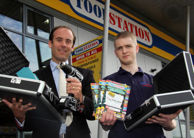 Craig Henn of Towler Shaw Roberts Commercial Property Agents with Richard Cartwright Store Supervisor at Toolstation Vanguard Park