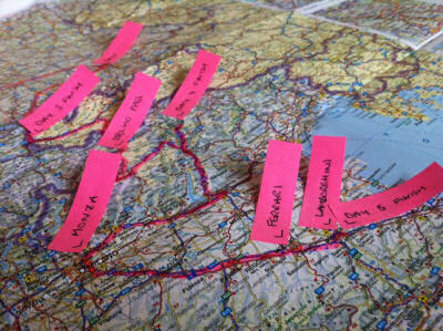 The route of the European charity road trip The route of the European charity road trip