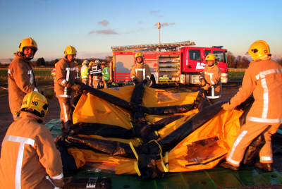 Fire crews from across the county were called to Prees Heath Airfield at 7pm last night for the training exercise.