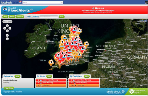 The world's first Facebook-based flood warning system, created by a Shropshire business, has gone live as water levels have been rising across the country. The world's first Facebook-based flood warning system, created by a Shropshire business, has gone live as water levels have been rising across the country.