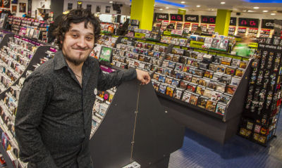 Kris Townsend new manager of HMV in Pride Hill, Shrewsbury.