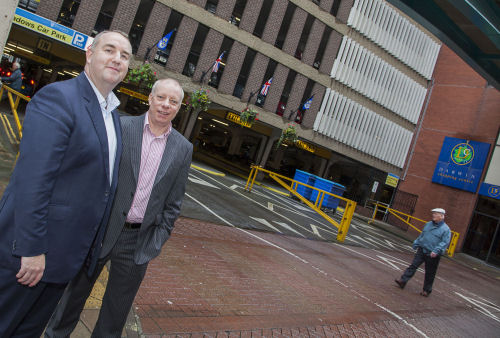 Russell Hall and Kevin Lockwood, left, outside the car park in Shrewsbury. Kevin Lockwood, left, Manager of the Darwin, Pride Hill and Riverside Shopping Centres, and Operations Manager Russell Hall outside the car park in Shrewsbury.