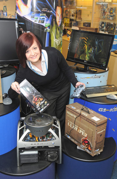 Amy Pilling of Midland Computers with preparing for Insomnia at Telford.