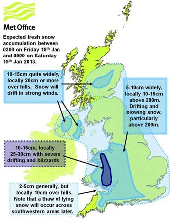 Shropshire is at risk of seeing significant falls of snow. Graphic: Met Office.