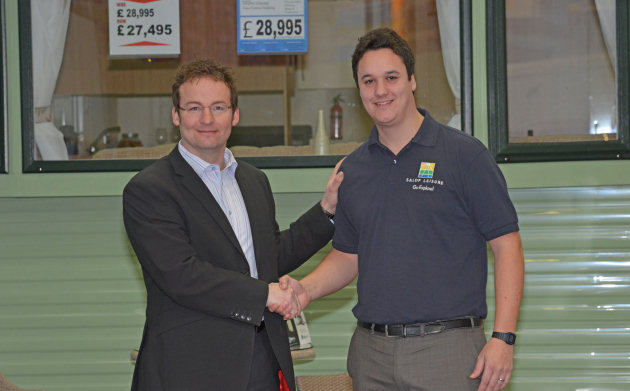 Salop Leisure’ managing director Mark Bebb (left) congratulates Scott Higgins on his promotion to sales and marketing manager. Salop Leisure’ managing director Mark Bebb (left) congratulates Scott Higgins on his promotion to sales and marketing manager.