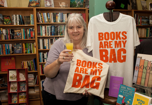 Susan Caroline, of Pengwern Books, in Shrewsbury’s indoor market, gets ready for the Big Bookshop Party on September 14.