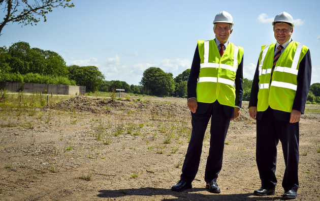 Bill Jackson, chairman of the Hereford Enterprise Zone and Graham Wynn, chairman of the Marches LEP, on site at Skylon Park.