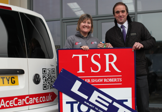 Pam Williams, owner of Ace Car Care Ltd and Ian Mills from Towler Shaw Roberts.