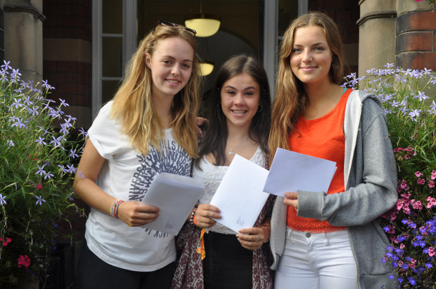 Millie Peach, Ella Rees and Isobel Short celebrate their GCSE results.