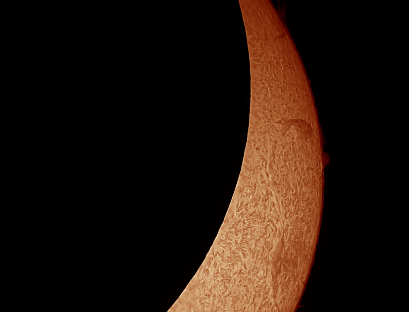 The sun at the maximum of the partial eclipse as seen from Shropshire. Photo: Peter J Williamson FRAS