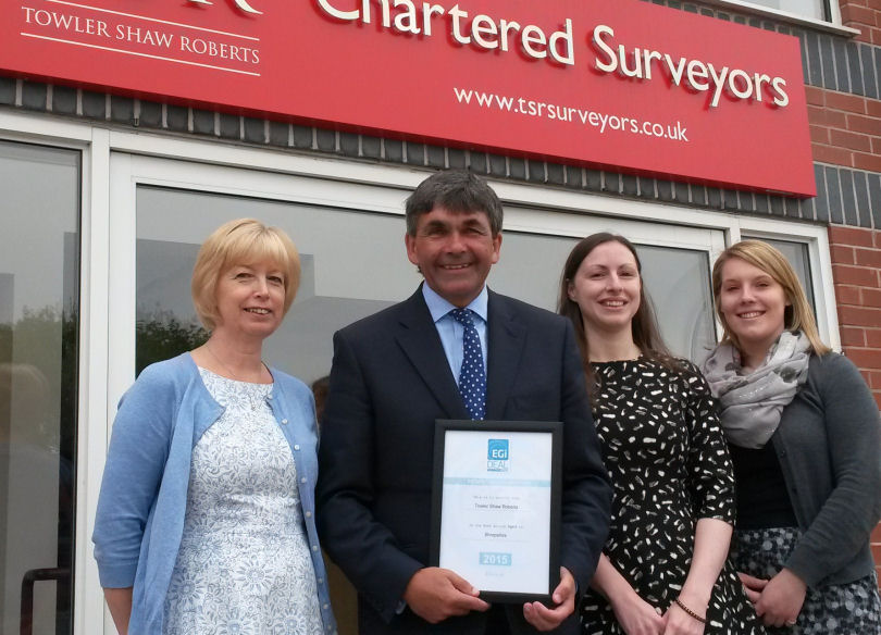 Toby Shaw, the Estates Gazette deal maker of the year for Shropshire, with colleagues from the Shrewsbury office of Towler Shaw Roberts, from left, accounts manager Shirley Sim, accounts assistant Hannah Jones and secretary Ali Jagger