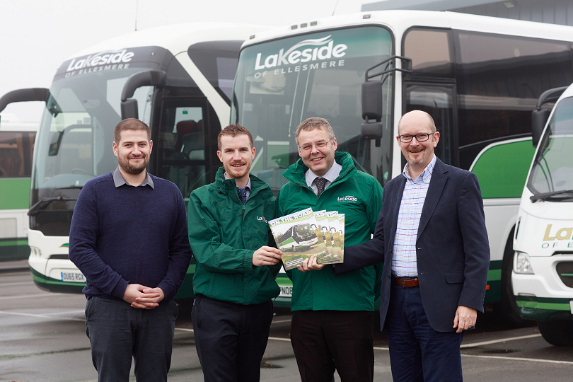 Rowan Griffiths, Graphic Designer, Hunter Bevan, Gareth Davies and Neal Hall, Directors, Lakeside Coaches, and Neil Bevan, Director, Hunter Bevan Marketing & Design. Photo: PBArtworks