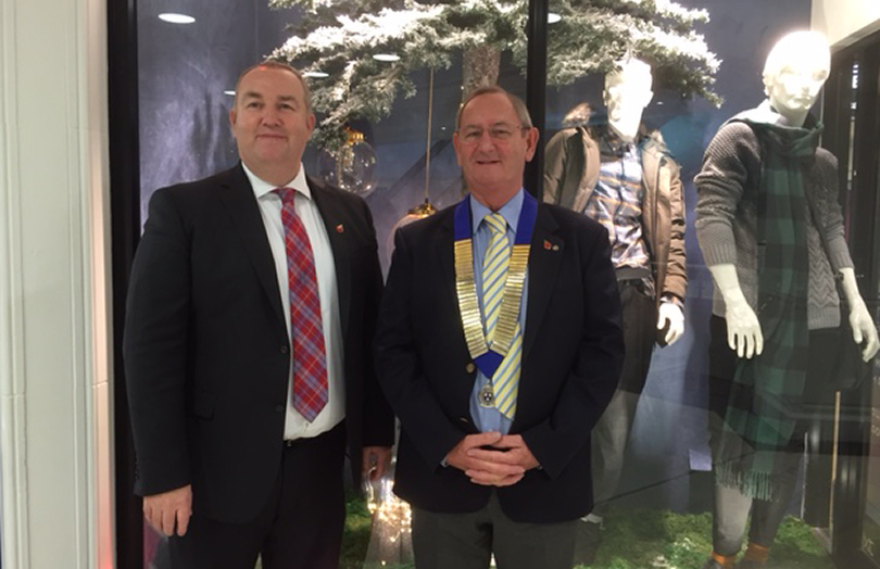 Kevin Lockwood, Manager of Shrewsbury Shopping Centres and Shrewsbury Bid representative, and Peter Bettis, President of Shrewsbury Business Chamber, are amongst the judges of the annual Shrewsbury Christmas Shop Window Competition