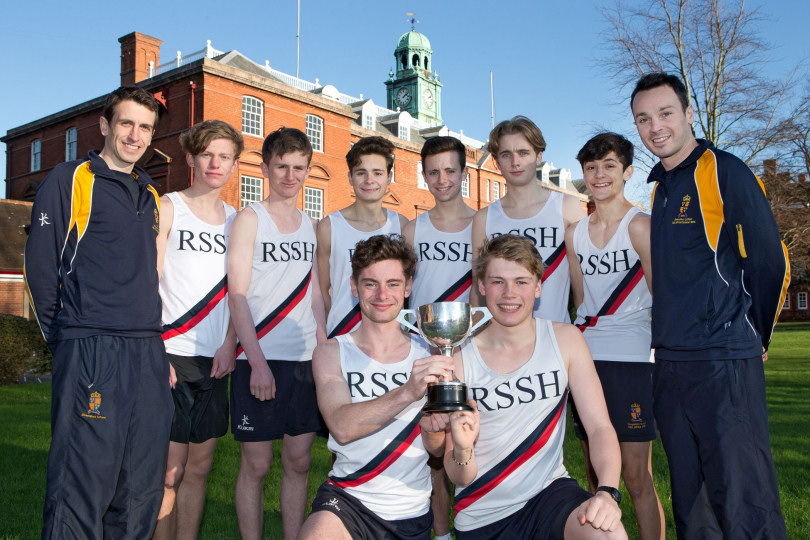 The Knole Trophy winning team: Peter Middleton, Scott Hatton, Will Hayward, Henry Newbould, Charlie Rogers, Charlie Tait-Harris, Freddie Huxley-Fielding, Ian Haworth; in front holding trophy - Oscar Dickins and Ben Remnant. Photo: Dave Houlston
