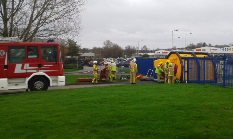 Firefighters will carry out a training exercise at The Space Place in Stafford Park 