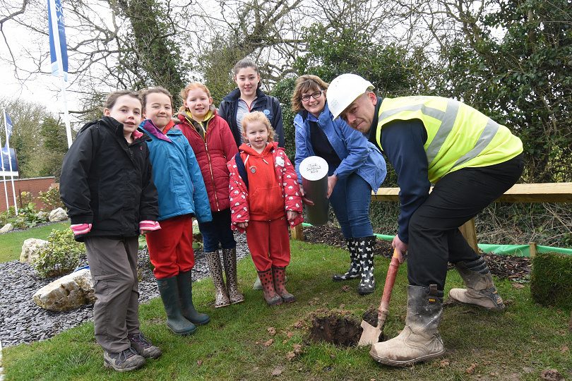 The Rainbows, Brownies and Guides with Assistant Site Manager Tom Fitzpatrick