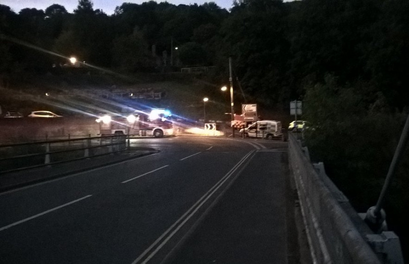 Emergency services at the scene alongside the River Severn. Photo: @SFRS_NGriffiths