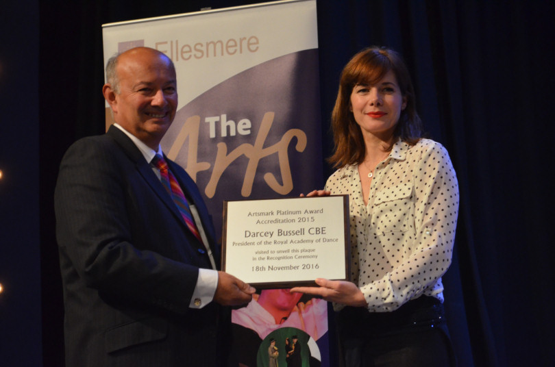 Darcey Bussell CBE presented Ellesmere College with the Arts Council's new Artsmark Platinum Award