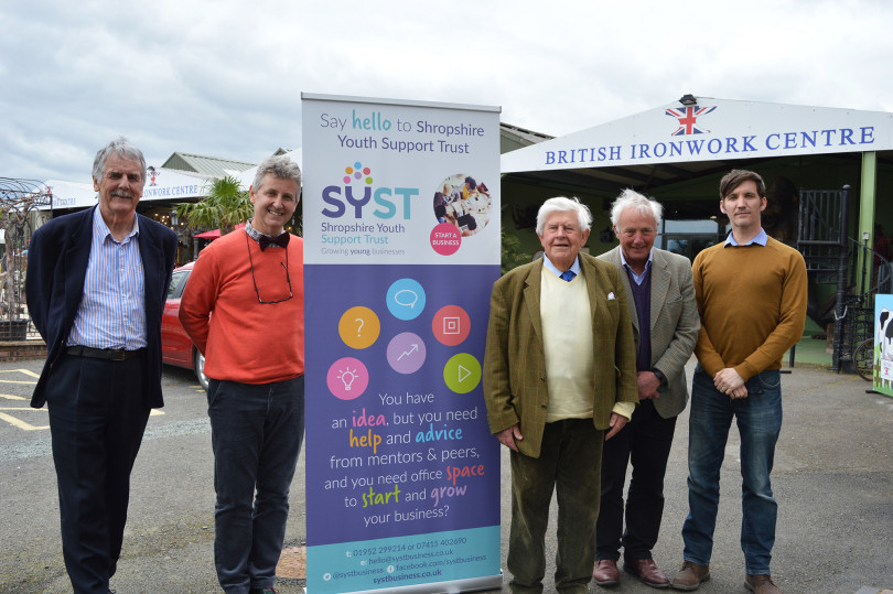 From Left to Right Mr Michael Paul SYST Trustee , Clive Knowles Chairman of BIC and SYST Trustee , Michael Stoddart President of SYST, Mr Robert Bland Chairman of SYST and former High Sherriff of Shropshire , Richard Nuttall Business Centre Manager at the SYST HQ