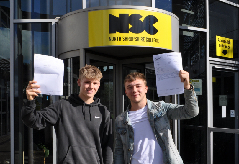 Josh Biggs with his results of A in Photography, B in Graphic Design and C in Media who is going to study Film Production Technology at Birmingham City University and Josh Baldwin with his results including B in History and C in PE who is going to study Sport and Exercise Science at Cardiff Metropolitan University and plans to then go into the RAF