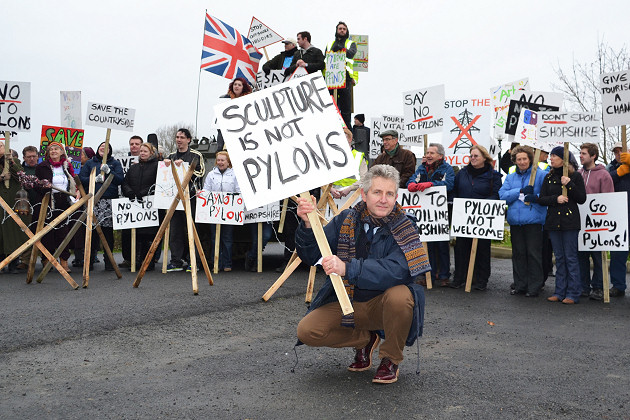 Anti-pylon protesters gather near Oswestry