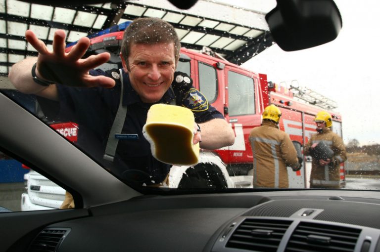 Buckets and sponges at the ready for firefighters charity