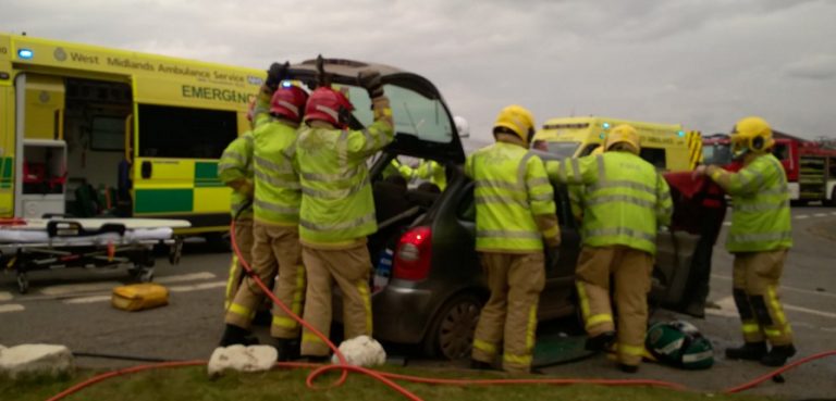 Three injured in two car collision on old A5 at Norton