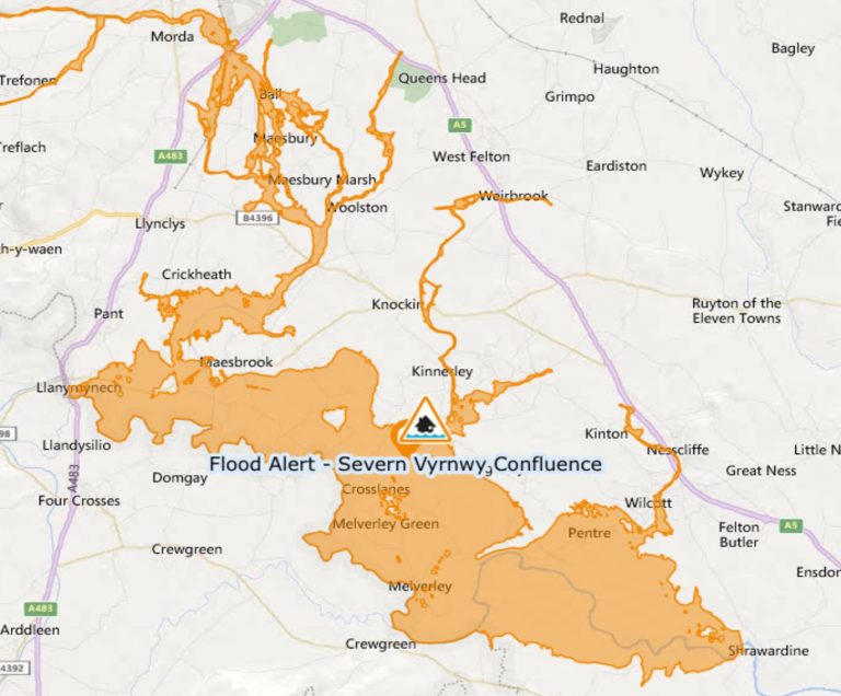 Flood alert issued for Severn Vyrnwy Confluence following heavy rain