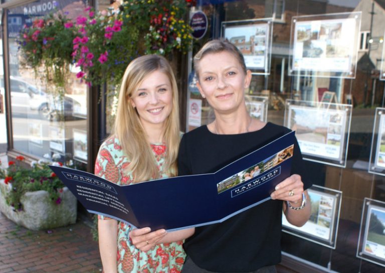 Heather Day and Sam Moore outside the Broseley office