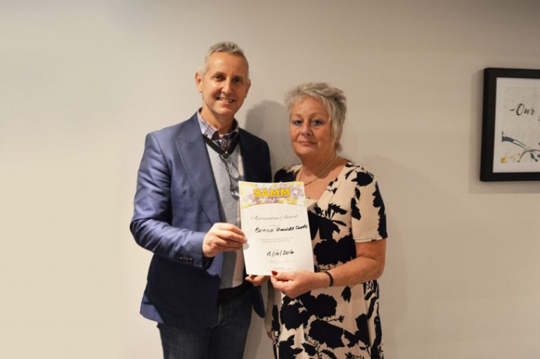 Chairman of The British Ironwork Centre, Clive Knowles and Avi Sanders Royale, Treasurer of the SAMM charity both at the event