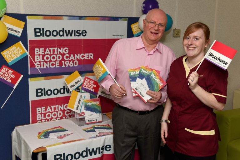 Steve Harris with a member of the Sentinel Care Services team who are looking to raise money for Blood Cancer Awareness this month