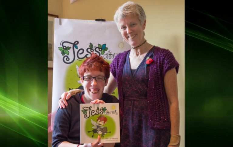Jess Hiles and Jo Allmond with their third book, Jess The Goth Fairy