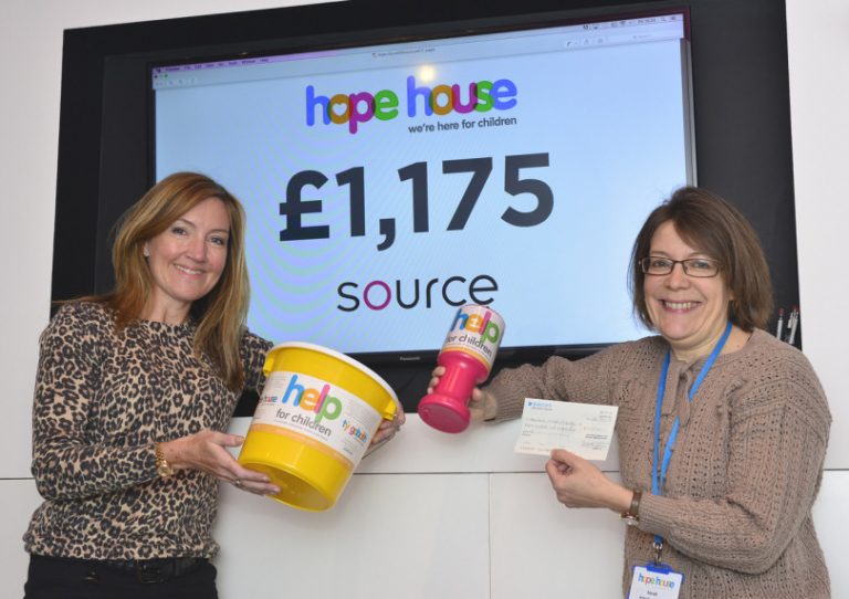 An off the wall donation from Sally Tringham (LEFT) of Source, to Sarah Johnson, of Hope House