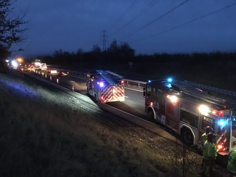 The scene of the incident on the A5. Photo: @SFRSWellington