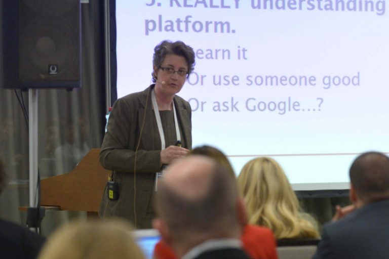 Helen Culshaw speaking at the IMTJ Medical Travel Summit