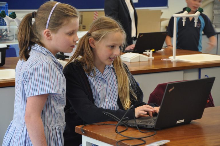 Year 5 pupils taking part in the coding and robotics Lego Mindstorm programme