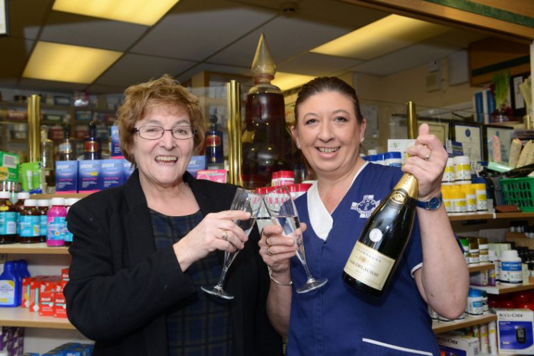 Nicki Pearson and Jan McDermott (left) at the Pontesbury pharmacy