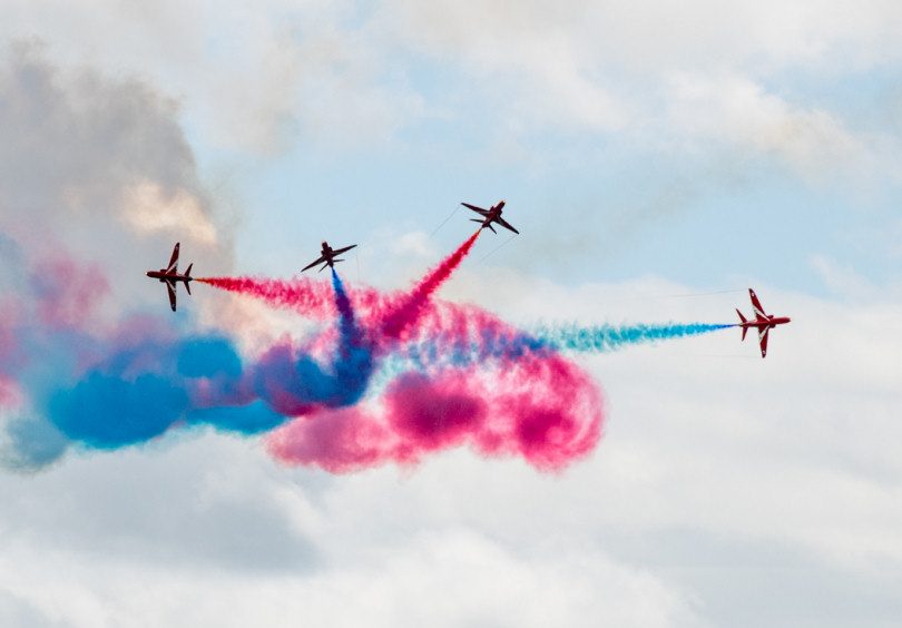 The Red Arrows perform at RAF Cosford Air Show. Photo: Steven Oliver