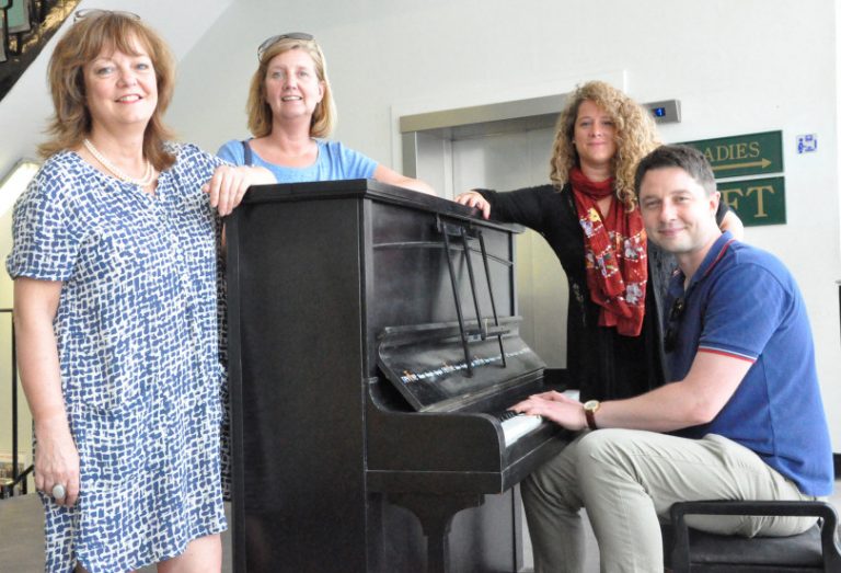 Kate Gittins, facilities manager, The Market Hall Shrewsbury, Julie Hotchkiss, retail manager, Reviive, Libby Gliksman, singer and Adam Knight, pianist