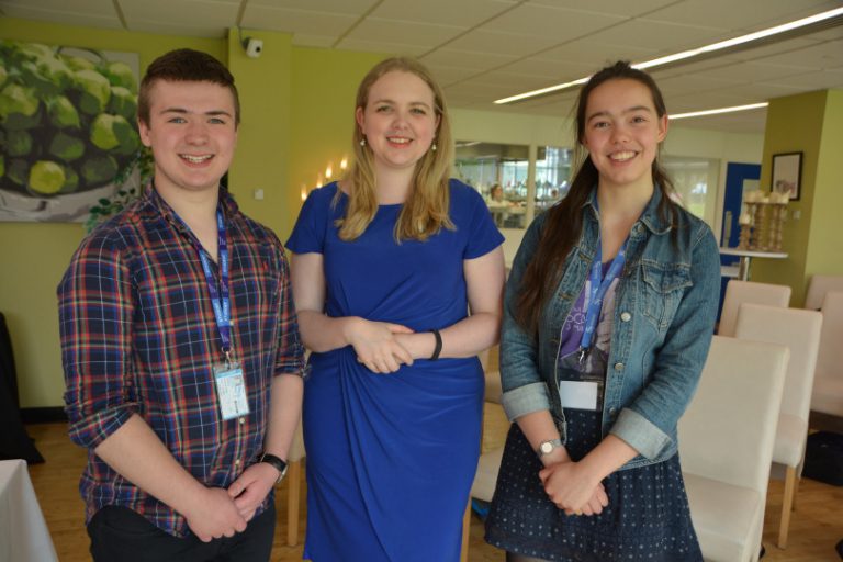 Joshua Prior from Shrewsbury Sixth Form College, Holly Edwards from Lanyon Bowdler Solicitors and Ella Holmes from Shrewsbury Sixth Form College