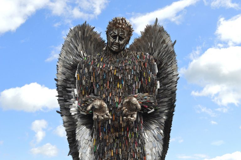 The Knife Angel was created from knives collected in 200 knife banks across the country with the help of all Police Constabularies