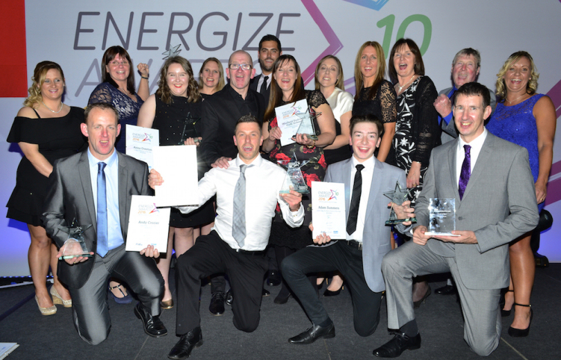 Eddie ‘The Eagle’ Edwards, guest of honour at last year’s Energize awards, pictured with the winners