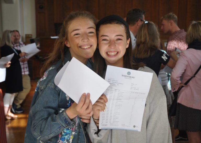Ella Everall and Grania McKittrick from Shrewsbury High School are thrilled with their results