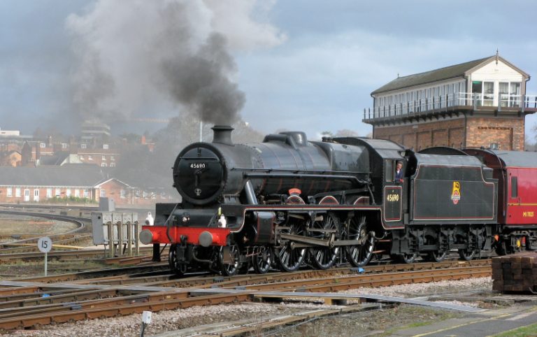 45690 “Leander” at Shrewsbury Severn Bridge Junction taken by John Parker is the photo for the month of March.
