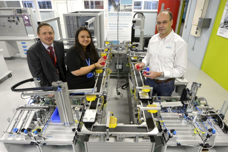 Andrew Lee, Curriculum Leader for Engineering at Shrewsbury College, Belinda Nightingale, Technical Apprentice at Ricoh and Babak Jahanbani, Didactic Manager for Festo Great Britain