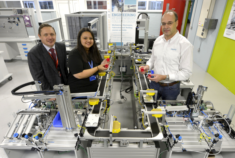 Andrew Lee, Curriculum Leader for Engineering at Shrewsbury College, Belinda Nightingale, Technical Apprentice at Ricoh and Babak Jahanbani, Didactic Manager for Festo Great Britain