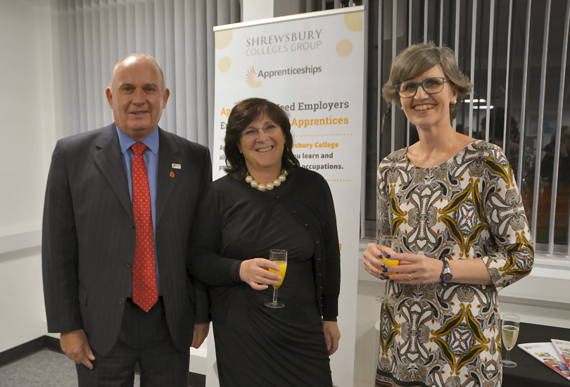 Richard Sheehan, Chairman of The Shropshire Chamber of Commerce, Valerie Edwards, Chair of Shrewsbury Business Chamber and Sarah Spilsbury, Shropshire Schools Advisor at Job Centre Plus