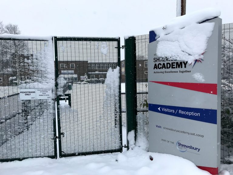 Shrewsbury Academy Harlescott and Sundorne - remain closed due to the snowfall. Staff have worked to clear a path but the majority of the sites remains under 12 inches of snow.